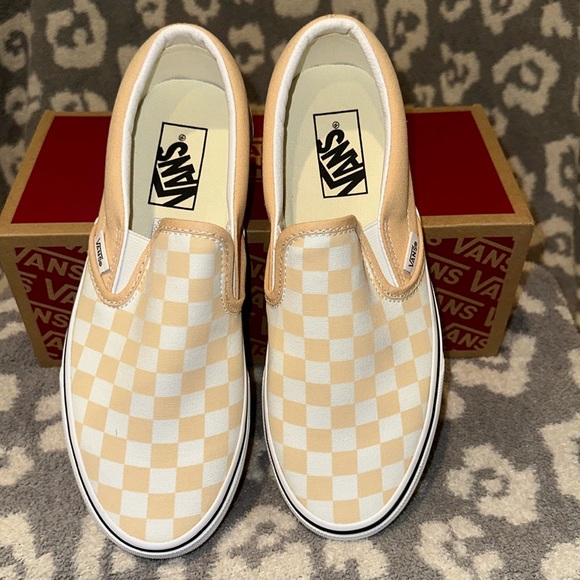 Vans Classic Slip-On Theory Checkerboard 🍯 Honey Peach🍑 New 🆕 & Never Worn - Picture 7 of 17